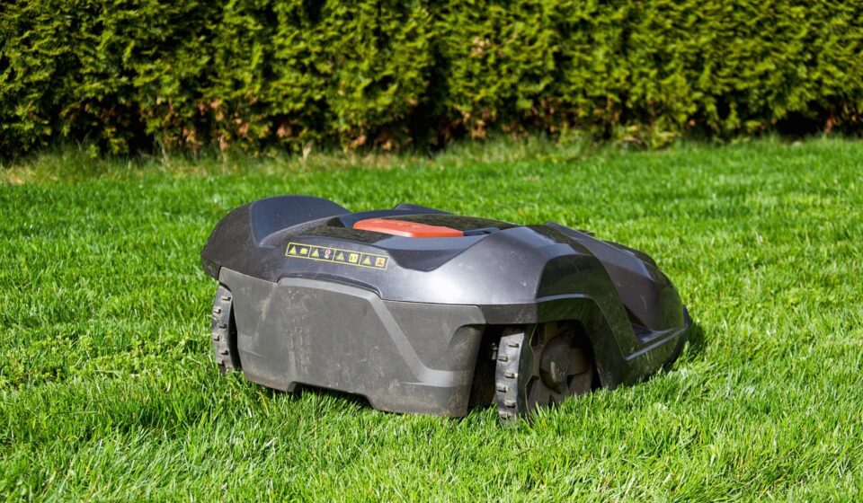grass, lawn, summer, nature, garden, landscape, plant, equipment, lawn mower, robotic lawnmower, robot, garden maintenance, green, gardening