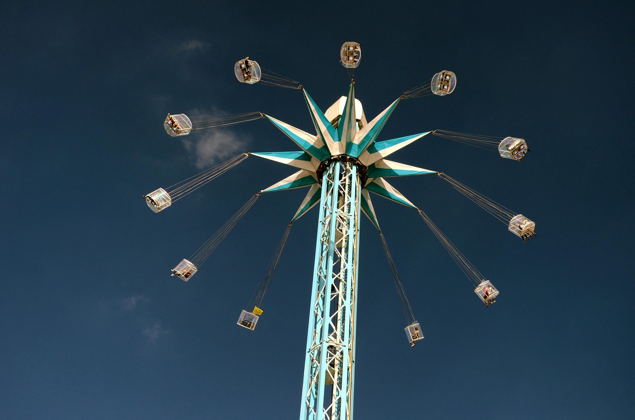 merry-go-round, turned, height, nature, attraction, fair, sky, leisure, enjoy, park, structure, carousel, vertigo, turn, big, carrycot