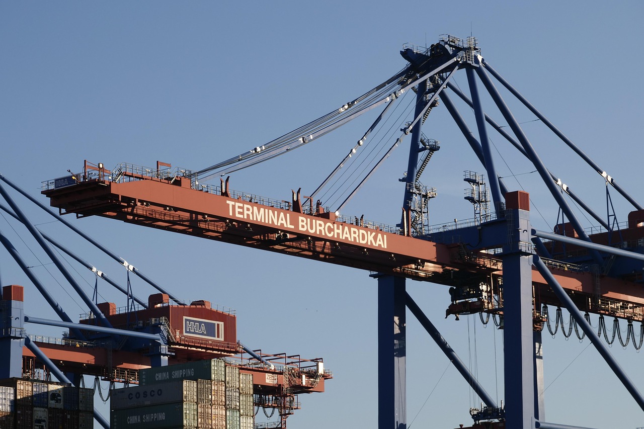 shipping, port industry, container terminal, container bridge, container handling, container transshipment point, container ship, hamburg, terminal, port handling, maritime, ship, transshipment point, cargo handling, hamburg harbour, port, technology, handling equipment