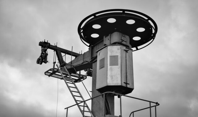 ski lift, cable, machinery, lift, monochrome