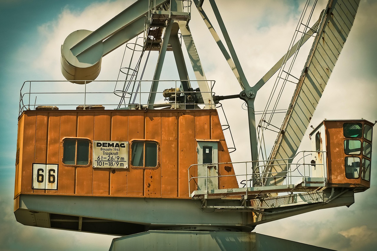 port, crane, harbor crane, envelope, loading crane, rhine, industry, inland port, freight, freight transport, transshipment point, kontor, dusseldorf, neuss, transport, inland shipping, container terminal